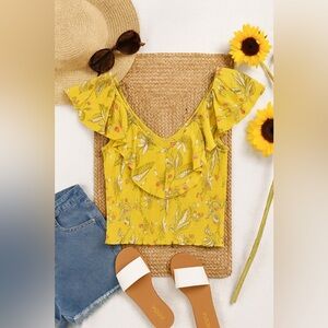 Express Sunshine Ruffle Floral Top - Size M